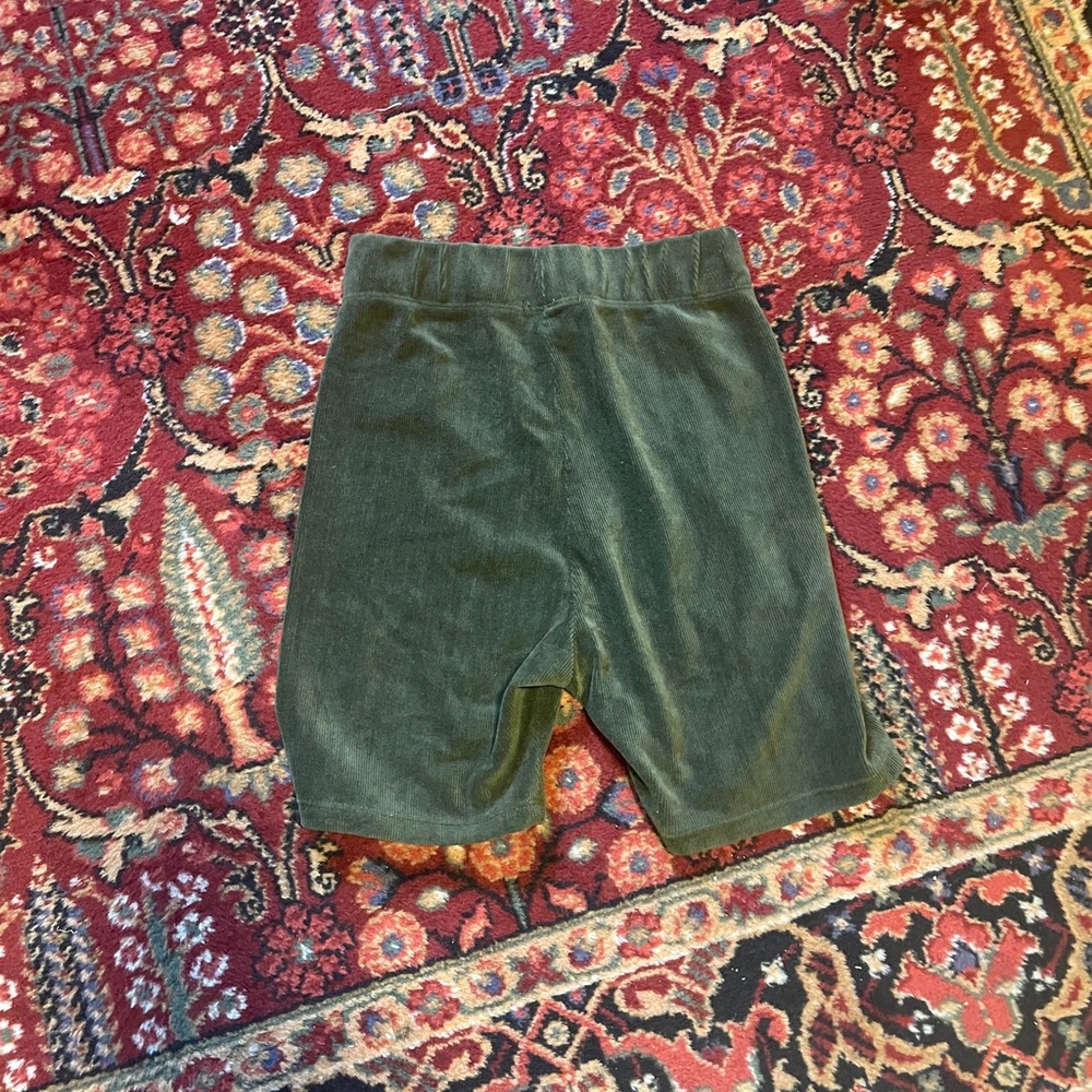 Green Velvet Biker Shorts
